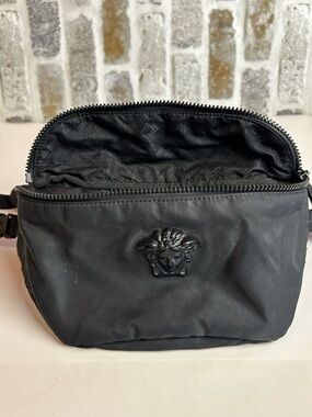 Versace La Medusa Nylon Belt Bag Black Signature 3D Medusa Head Medallion